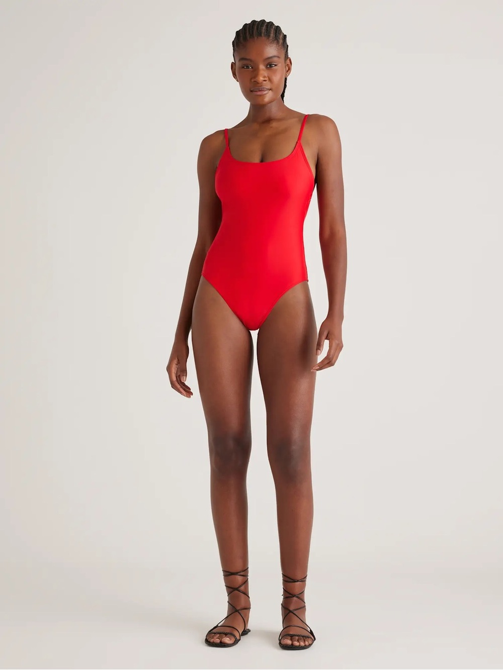 QUINCE Italian Cami One-Piece Swimsuit Medium Cherry 9985